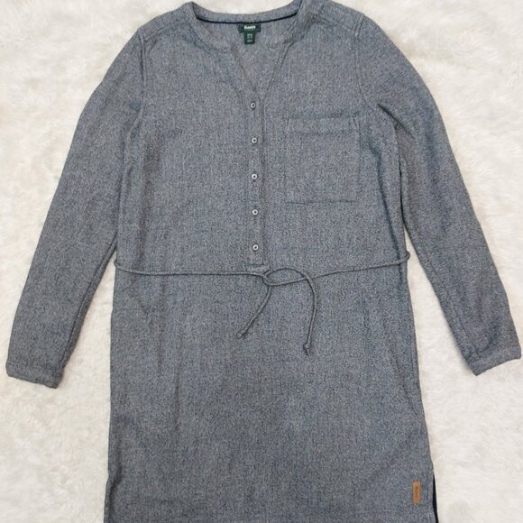 Roots 100% Cotton Gray Long Sleeve Button Up V-Neck Sweater Dress v - Picture 2 of 8